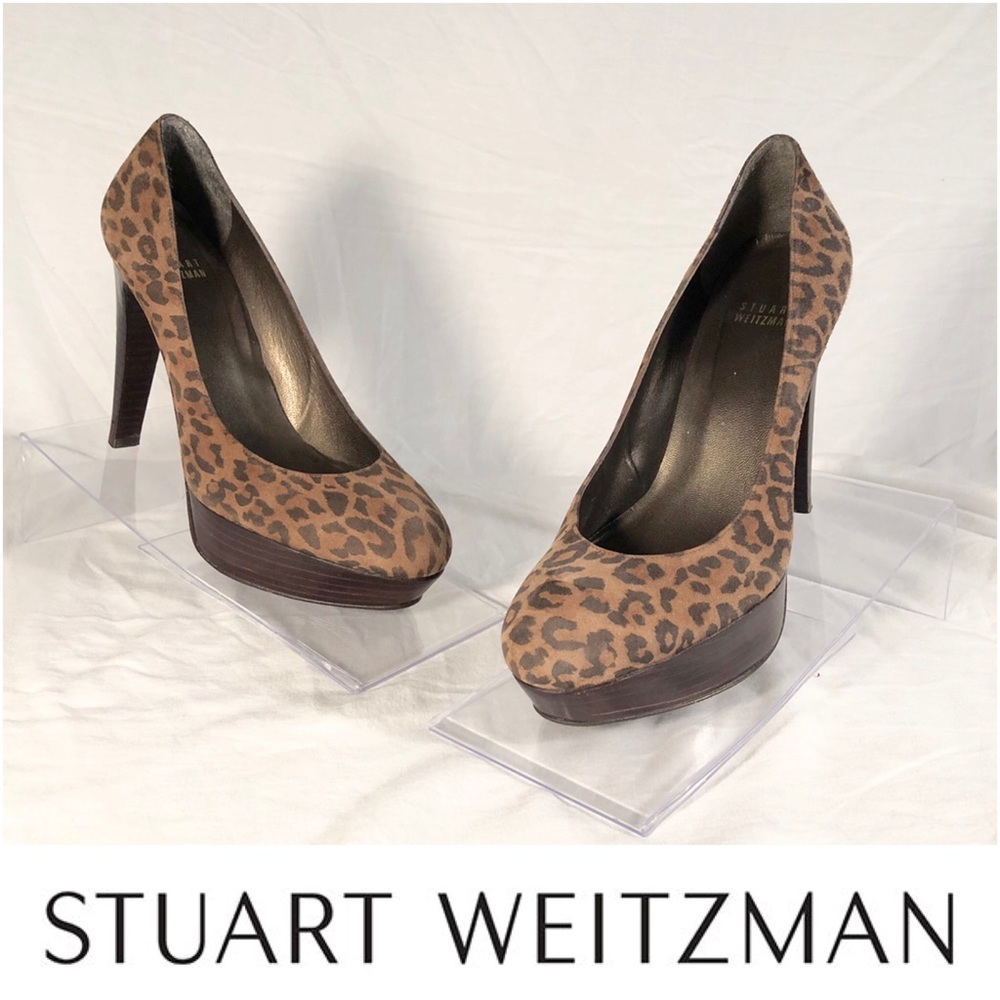 Stuart Weitzman Leopard Print Platform Heel Size 8